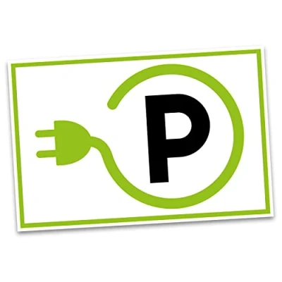 Abbildung von Hinweisschild 20x30cm Alu Verbundplatte für Zaun Tor Tür Pfosten wetterfest Aluminium Schild ohne Bohrungen Parkplatzschild (07 E Ladestation quer)