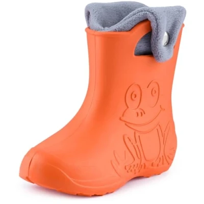 Abbildung von Ladeheid Eva Kinder Jungen Mädchen Gummistiefel Regenschuhe gefüttert LA CA 03 (Orange/Grau, 30/31 EU)