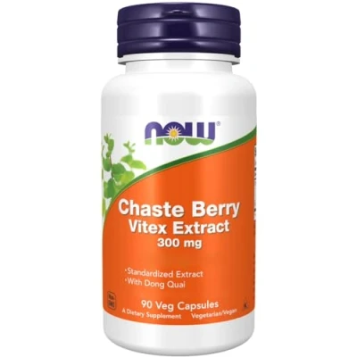 Abbildung von Now Foods, Chaste Berry Vitex Extract (Mönchspfeffer), 300mg, 90 vegane Kapseln, Laborgeprüft, Pflanzlich, Glutenfrei, Sojafrei, Vegetarisch