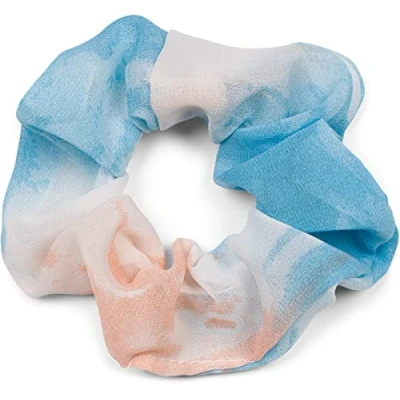 Abbildung von styleBREAKER Damen XXL Haargummi mit buntem Farbverlauf Muster, elastisch, Scrunchie Retro Style, Zopfgummi 04027039, Farbe:Blau Orange