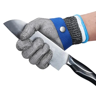 Abbildung von ThreeH Arbeitshandschuhe Schnittfester Edelstahl 316L Drahthandschuhe Schutzstufe 5 Schutz für die Küche Metzger arbeiten GL09 S(Ein Handschuh)