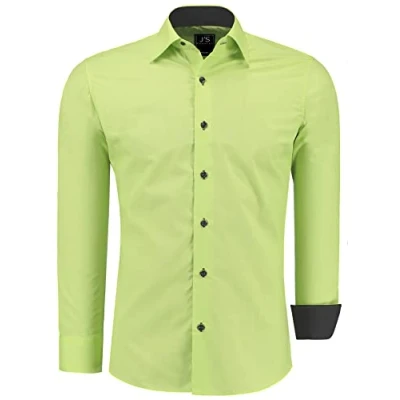 Abbildung von J&#039;S FASHION Herren Hemd Slim Fit Langarm Freizeithemd Pflegeleicht Bügelleicht Grün S