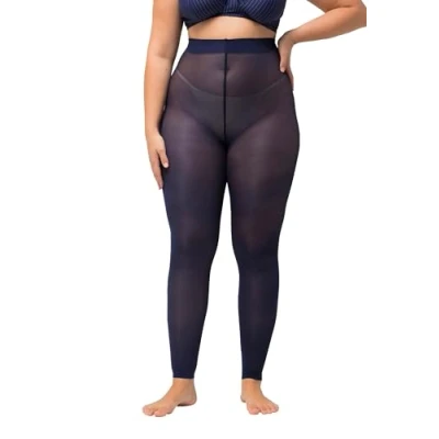 Abbildung von Ulla Popken Damen, 60den Strumpf Leggings, Blau, 30 32