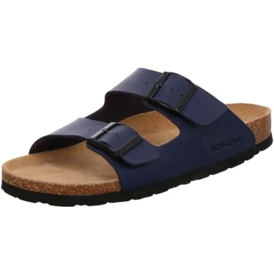 Abbildung von Rohde Damen Pantolette ergonomisch Lederfußbett Zwei Riemen Schnalle Grado 5920, Größe:40 EU, Farbe:Blau