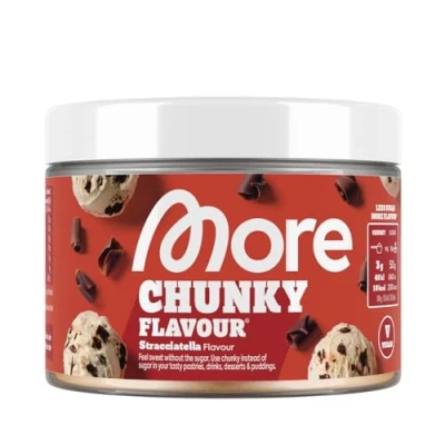 Abbildung von MORE Chunky Flavour, Stracciatella, 150 g, vegan, Geschmackspulver zum Süßen, ohne viel Zucker und Kalorien, mit Inulin Laktase, geprüfte Qualität made in Germany