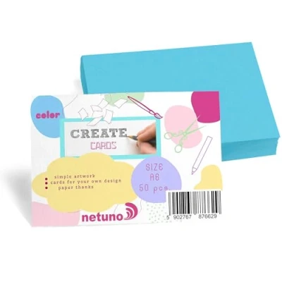 Abbildung von Netuno 50 Stück Bristol Karton Blau DIN A6 105 x 148 mm 250g blaue Karteikarten blanko Karten zum Basteln Selbstgestalten Tonkarton Bastelpapier dick Bastelkarton Kartonpapier farbig Fotokarton