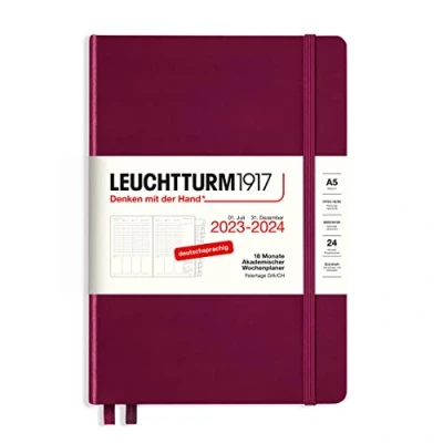 Abbildung von LEUCHTTURM1917 367552 Akademischer Wochenplaner Medium (A5) 2024, 18 Monate, Port Red, Deutsch