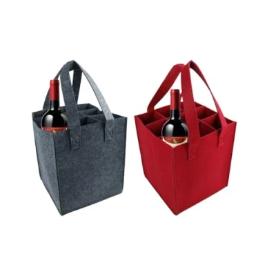 Abbildung von Kellegour 2 Stück Flaschentasche 9 Flaschen,Filztasche Weinflasche Tasche,Flaschen Tasche aus Filz,Weinflasche Wiederverwendbare Flaschenträger Filz für Party Reise Picknick(Rot,Grau)