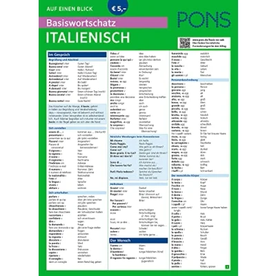 Abbildung von PONS Basiswortschatz Auf einen Blick Italienisch (PONS Blick)