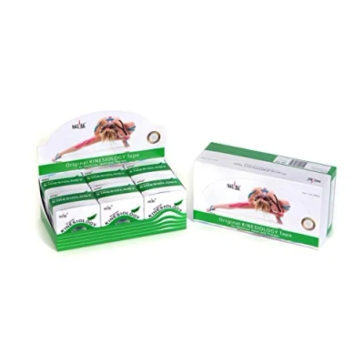 Abbildung von Nasara Original Kinesiologisches Physio Sport Tape: 6er Box mit 6 Tapes für und Medizin inkl. gratis Videoanleitungen, Rollengröße 5cm x 5m, grün