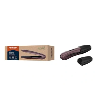 Abbildung von Grundig HS 6330 Mini Haarglätter, Reiseglätteisen, 3 Temperaturstufen (160/180/200 C), kleine Platten, Keramikbeschichtung, LE Display, bis zu 32 Min. Betriebszeit, Sicherheitsabschaltung, Violett