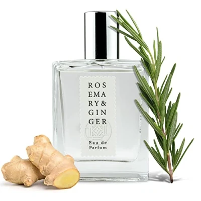 Abbildung von Jean &amp; Len Rosemary Ginger Eau de Parfum, würzig frischer Duft nach Rosmarin Ingwer, hergestellt in Manufakturarbeit, minimalistische Glasflasche, Parfum für Damen und Herren, 50 ml