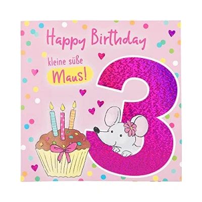 Abbildung von Depesche 11515 005 Zahlenkarte zum 3. Geburtstag mit Musik, veredelte Klappkarte originellem Innentext, inkl. Umschlag, Format 15,5 x cm