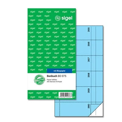Abbildung von SIGEL BO075 Bonbuch Bonblock, 360 Abrisse, blau, 10,5 x 20 cm, 2x60 Blatt