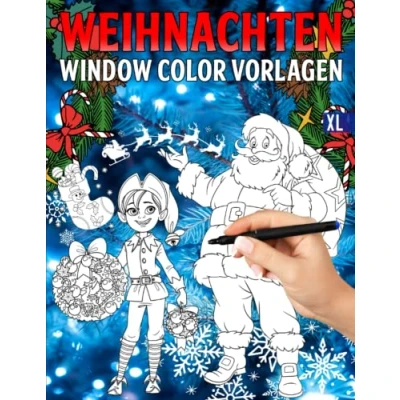 Abbildung von Weihnachten Window Color Vorlagen: Fenster Schablonen mit lustige und schöne Weihnachtsmotiven für Kinder Weihnachtsdeko Vorlagenbuch Winter ... das Kinderzimmer Zuhause!