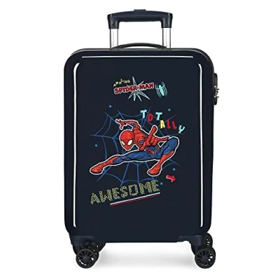 Abbildung von Marvel Spiderman Totally awesome Blauer Kabinenkoffer 38 x 55 20 cm Starres ABS Seitliches Zahlenschloss 34 l 2 kg 4 Doppelräder Handgepäck