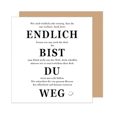 Abbildung von Edition Seidel Premium quadratische Glückwunschkarte zum Abschied mit Umschlag. Abschiedskarte Spruch für Frau Mann Kollegin Kollege Pension Rente Ruhe (ASQ111 SW025)