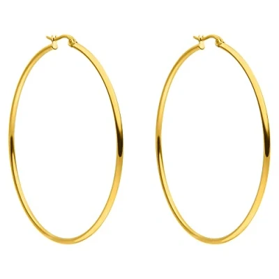 Abbildung von PURELEI® Hoops Ohrringe (Gold), Wasserfeste für Damen, Creolen aus Edelstahl, Geschenk Frauen, 63mm Durchmesser