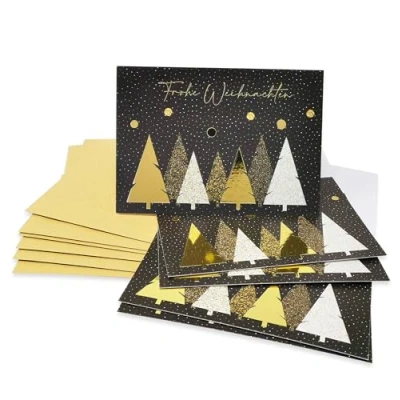 Abbildung von 20 Goldener Wald Gold Weihnachtskarten mit kraftbraunen Umschlägen