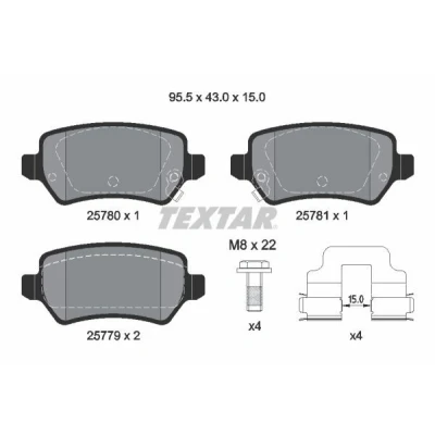 Abbildung von TEXTAR 2578001 Bremsbelagsatz mit akustischer Verschleißwarnung Bremssattelschrauben Zubehör KIA: cee‘d II Hatchback, Sportswagon