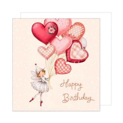 Abbildung von Edition Seidel Premium quadratische Geburtstagskarte mit Umschlag. Glückwunschkarte Happy Birthday Billet Karte für Freundin Frau Kind Mädchen Luftballons Fee (GQ323 SW024)