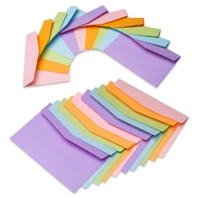 Abbildung von 40 Briefumschläge Bunt Mix 16 x 11cm 130 g/m² Kuvert Ohne Fenster Briefumschläge, Kuvert, Briefkuvert, Briefhülle für Grußkarten, Einladung, Geburtstagskarten Umschläge Paket farbig zum basteln