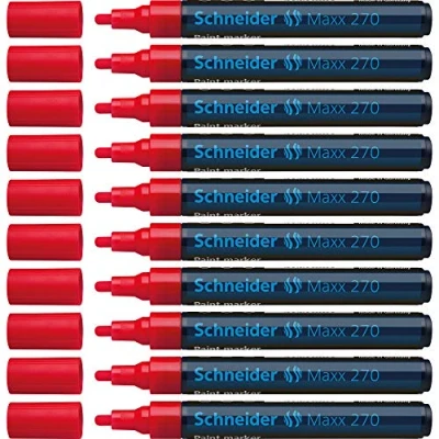 Abbildung von Schneider Maxx 270 Lackmarker (Rundspitze, Spitze austauschbar, 1 3 mm) 10er Packung rot