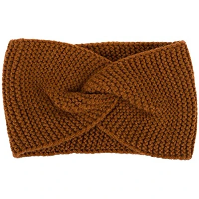 Abbildung von styleBREAKER Damen Feinstrick Stirnband mit Twist Knoten, Krausstrick Muster, warmes Winter Haarband, Headband 04026054, Farbe:Cognac