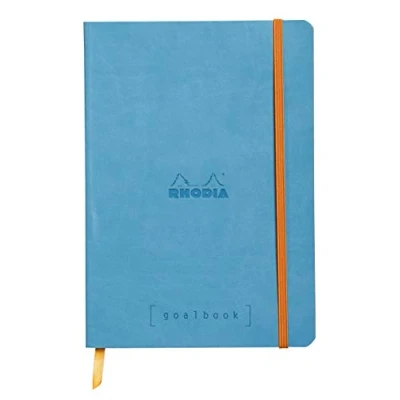 Abbildung von Rhodia 117747C Notizheft Goalbook (DIN A5, 14,8 x 21 cm, Dot, praktisch und trendige, mit weichem Deckel, 90g, elfenbeinfarbigem Papier, 120 Blatt, Gummizug, Lesezeichen) 1 Stück, Türkis
