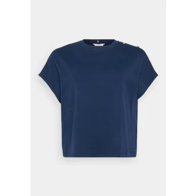 Abbildung von Tommy Hilfiger Curve Button TEE Tshirt print, Damen, Größe: 52, Dark night navy