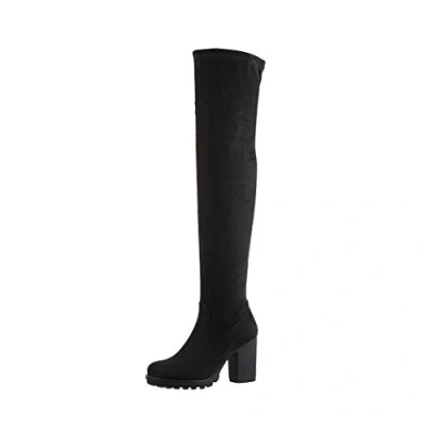 Abbildung von Elara Damen Stiefel Overknee High Heels Absatz Chunkyrayan E4835 Black 36