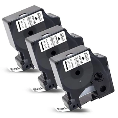 Abbildung von 3x Labelwell 19mm Kompatibler Schriftband Ersatz für Dymo D1 45803 S0720830 Schwarz auf Weiß LabelManager 360D 420P 450D 500TS MobileLabeler PNP LabelWriter 450 DUO Beschriftungsgerät