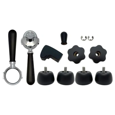 Abbildung von Lelit Upgrade Kit Bianca Pl162T Kaffeemaschine Griffe und Knöpfe aus schwarzem Walnussholz