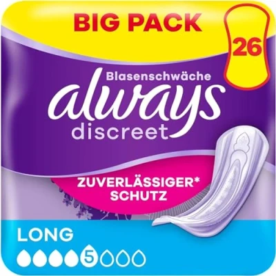 Abbildung von Always Discreet Inkontinenzeinlagen Für Frauen Long 26 Stück Rundumschutz Unglaubliche Diskretion