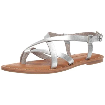 Abbildung von Amazon Essentials Damen Freizeitsandale mit Riemchen, Silber, 43 EU
