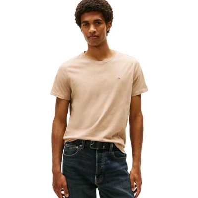 Abbildung von Tommy Jeans Herren T Shirt Kurzarm Original Slim Fit, Beige (Coastal Taupe), XXL