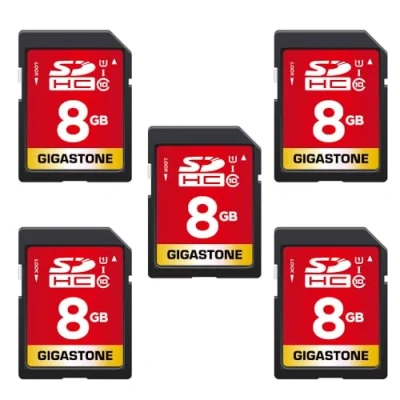 Abbildung von Gigastone 8 GB SDHC Speicherkarte, 5 Stück, hohe Geschwindigkeit für die Speicherung von Fotos, Videos, Musik, Sprachdateien, Camcorder, Kamera, Recorder, PC, Mac, Klasse 10