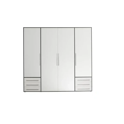 Abbildung von Stella Trading Schlafzimmerschrank, Holzwerkstoff, Weiß Graphitfarben, Breite 206 cm
