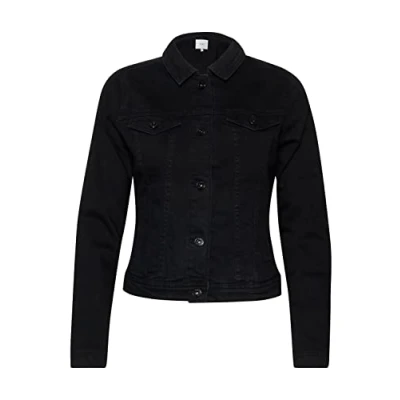 Abbildung von ICHI IHSTAMPE JA Damen Jeansjacke Denim Übergangsjacke mit Stretch und Knöpfen, Größe:40, Farbe:Black (10011)
