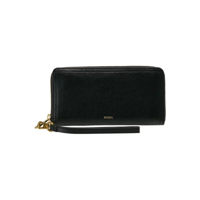 Abbildung von Fossil Brieftasche für Frauen Logan, Leder/Polyurethan Trim Zip Clutch schwarz 19,7 cm L x 1,9 B 10,2 H SL7831001