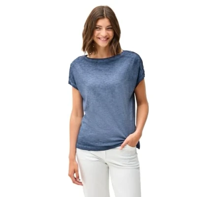 Abbildung von Cecil MIT Knopfdetail Tshirt print, Damen, Größe: XS, Blau