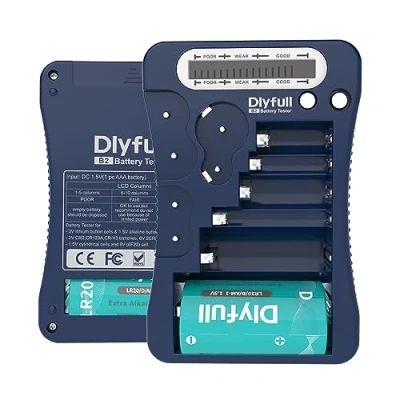 Abbildung von Dlyfull LCD Universal Batterietester für AA AAA C D 9V Digitaler Testgerät CR123A CR2 CRV3 2CR5 CRP2 Batterie 1,5V und 3V Knopfzellen, Blau