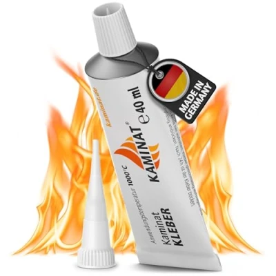 Abbildung von Kaminat hitzebeständiger kleber, Feuerfester Kleber für Dichtschnur, Dichtband, Schamott, hochtemperaturkleber, hitzebeständig über 1000C. Schamottekleber und mehr... (1 Stück)