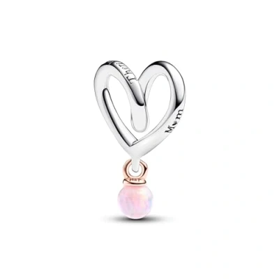 Abbildung von PANDORA Moments Bicolor Eingehülltes Herz Charm aus Sterling Silber mit Opal, Kompatibel Armbändern, 783242C01