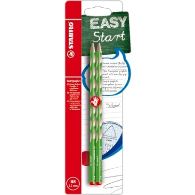 Abbildung von Schmaler Dreikant Bleistift für Rechtshänder STABILO EASYgraph S in grün 2er Pack Härtegrad HB