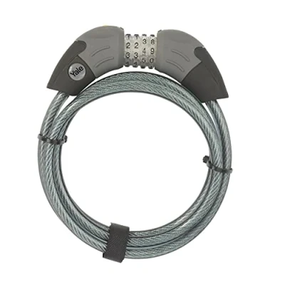 Abbildung von Yale Standard Security Kombinations Kabel Schloß 1800 mm YCC1/10/185/1 Phosphoreszierender 4 stelliger Code Pick und Zugwiderstand Leichtes vielseitiges Kabelschloss für Ihr Fahrrad