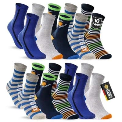 Abbildung von 10 Paar Kinder Socken Jungen &amp; Mädchen Baumwolle Kindersocken 54353 (23 26)