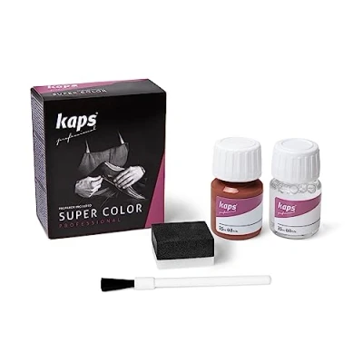 Abbildung von Kaps Super Color Lederfarbe für Naturleder, Synthetik und Textil, Lederfärber, 25 ml, Hellbraun 129