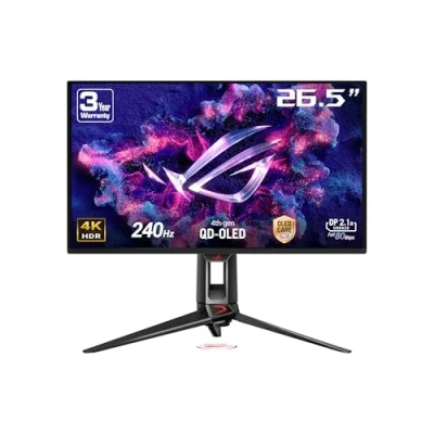 Abbildung von ASUS ROG Swift OLED PG27UCDM 27 Zoll 4K UHD Gaming Monitor 240 Hz, 0.03ms GtG, G Sync, FreeSync, AdaptiveSync, KVM Switch, HDR 400 QD OLED, 16:9, 90W USB C, DP 2.1, HDMI Hub, Ergo.