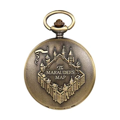 Abbildung von JewelryWe Taschenuhr Herren Analog Quarz Vintage Altes Schloss Burg Uhr Pocket Watch mit Halskette Kette